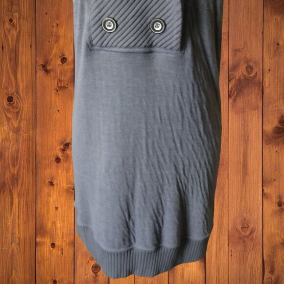 Free People Women's XS Shawl Collar Knit Ribbed Hem Mini Dress Short Sleeve Gray - Picture 5 of 8